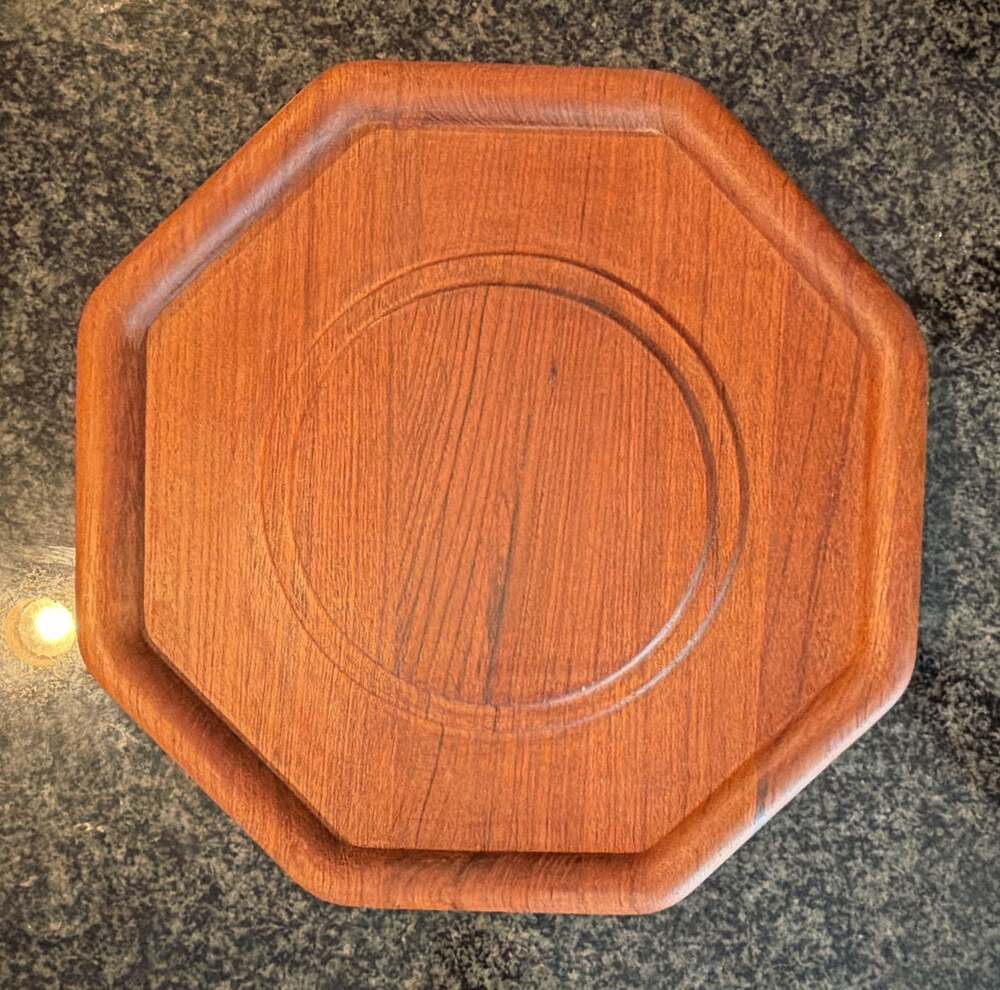 Vintage Goodwood Octagonal Genuine Teak Wood Cheese Board Serving Tray Thailand